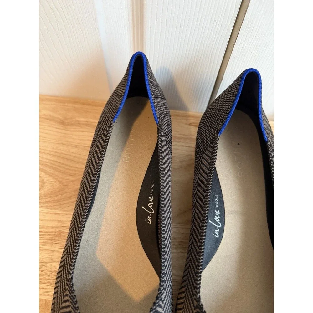 Rothy’s The High Point Block Heel Brown Herringbone size 12.5 Shoes